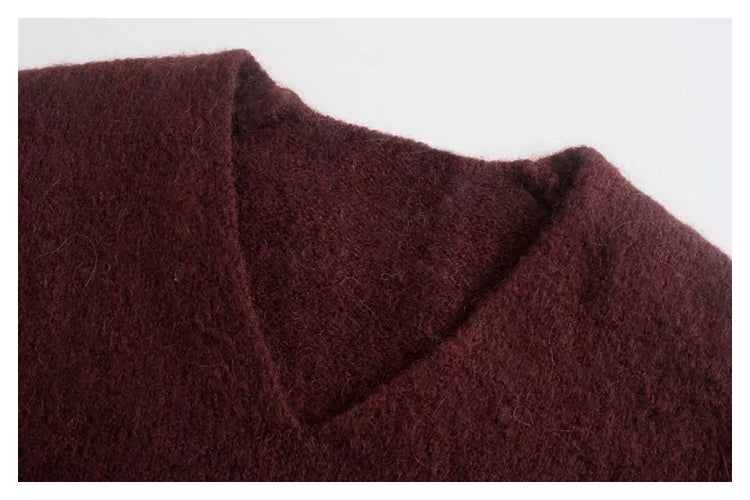 New versatile V-neck short sweater  7473