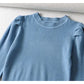 Round neck bubble sleeve elastic slim knit sweater  7444