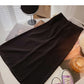 Hong Kong style retro solid color split high waist A-line skirt  5828