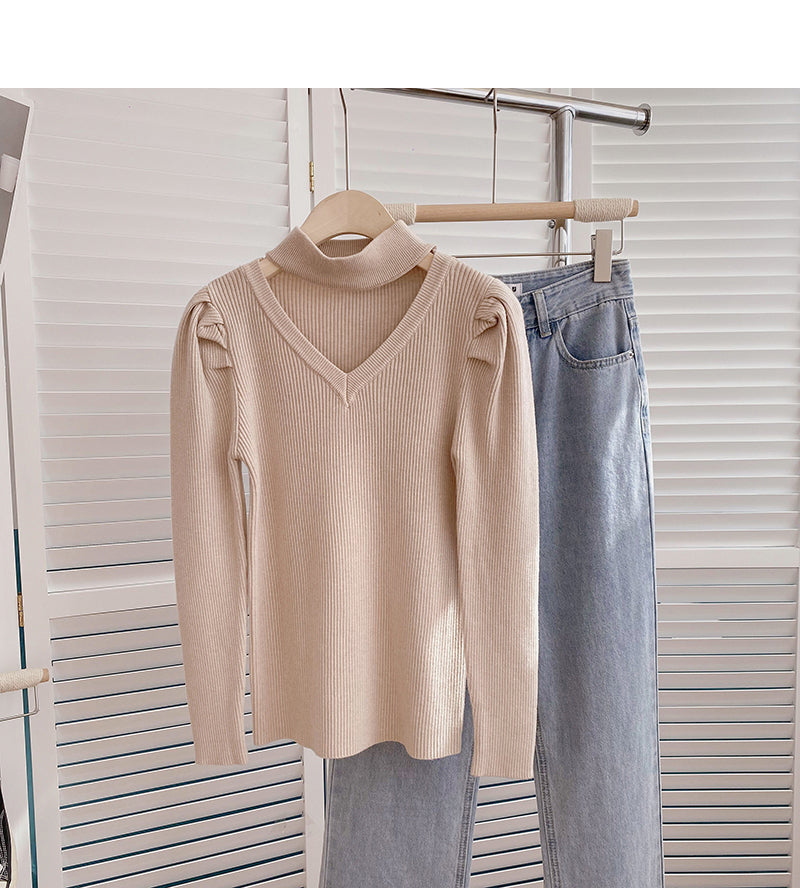 Design sense personalized sweater stand collar top  6520