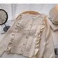 Fungus edge stitching design single breasted long sleeved sweater  5910