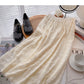 Hook flower hollow out lace A-shaped high waist skirt  5786