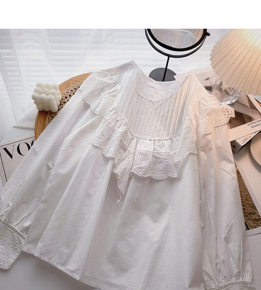 Chemise à volants et à plis ras du cou 6278