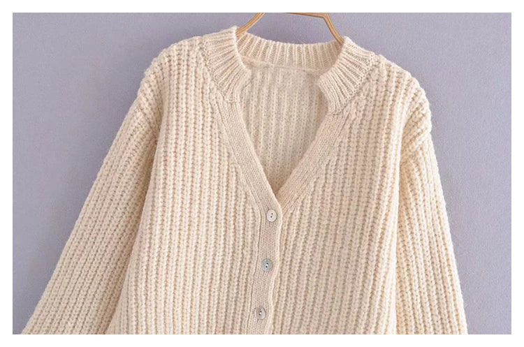 Lazy style leisure temperament loose knit cardigan sweater coat  7365