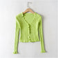 Vintage fungus edge sweater slim high waist top  7181