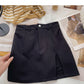 Design: slit wrap hip thin high waist black A-line skirt  5565
