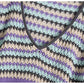 V-neck Lantern Sleeve T-Shirt contrast stripe hollowed out  7230