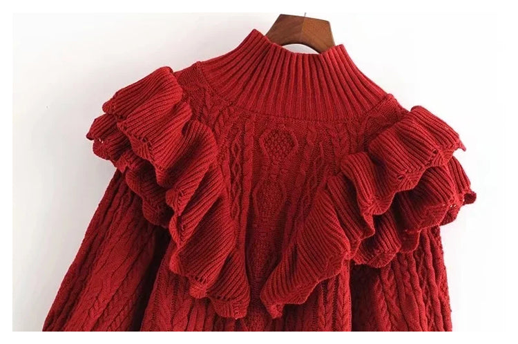 Pull en maille octogonale à superpositions de dentelle polyvalente 7455