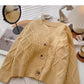 Single breasted Vintage loose V-Neck Sweater Coat  6171