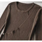 Design sense irregular round neck slim fit pure color versatile knitted cardigan  7367
