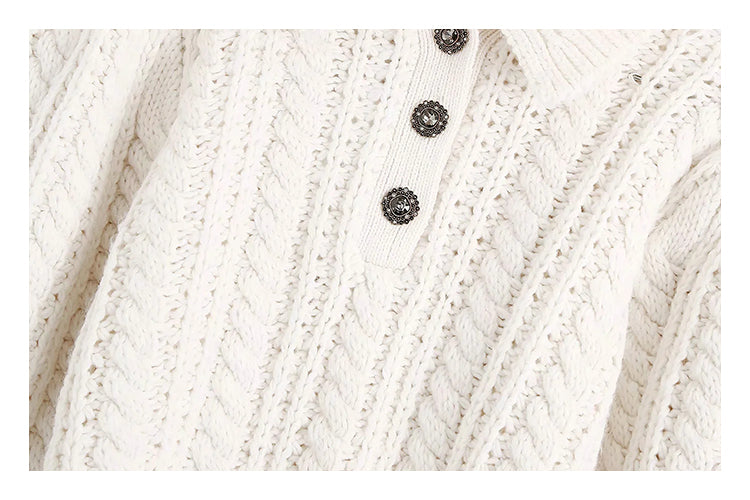 Vintage Twist Pullover ausgehöhlter achtfädiger Strickpullover 7172
