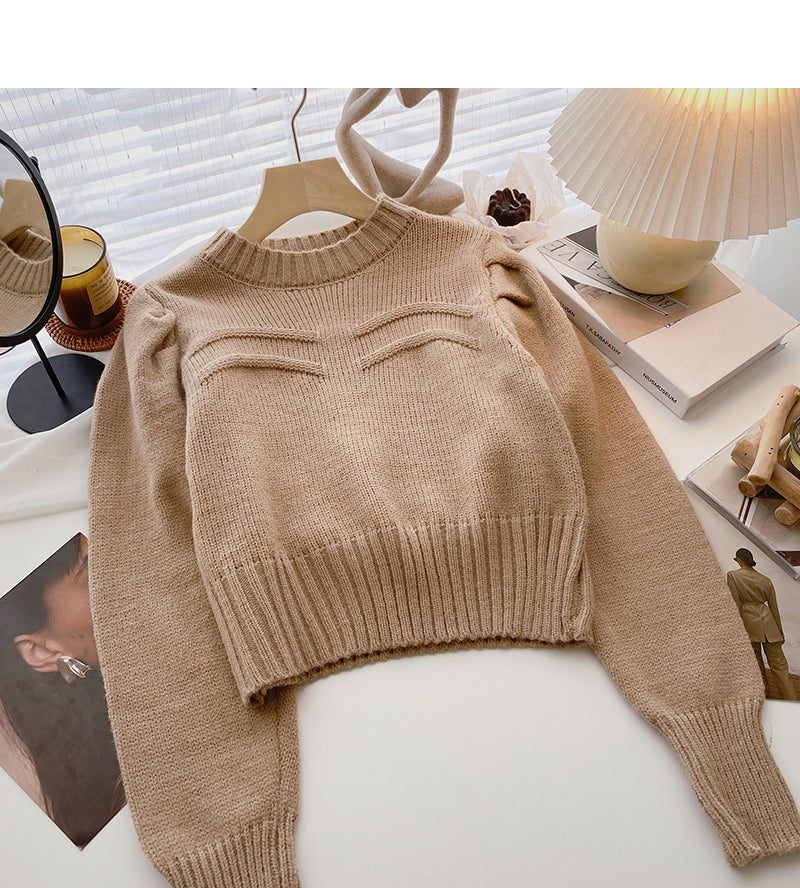 Koreanischer, fauler Stil, einfarbiger, lässiger Pullover mit langen Ärmeln 6155