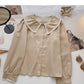 Korean version of exotic age reducing lace doll neck long sleeve versatile top  6353