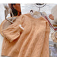 Vintage Lace Edge long sleeve Pullover thin loose top  6094