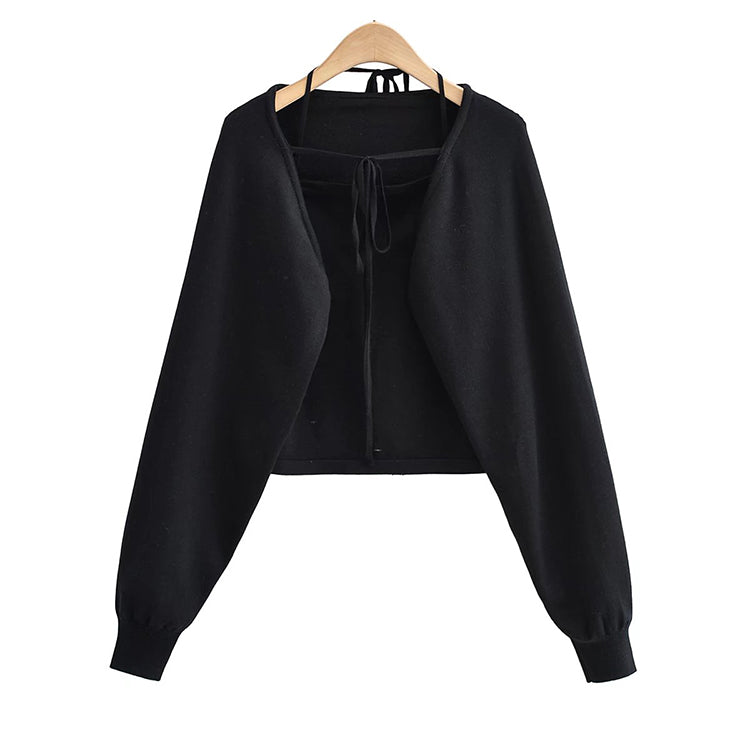 New built-in suspender blouse lazy cardigan top  7459