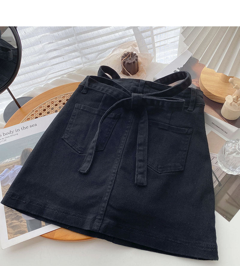 New Korean version versatile personalized bandage high waist A-line skirt  5524