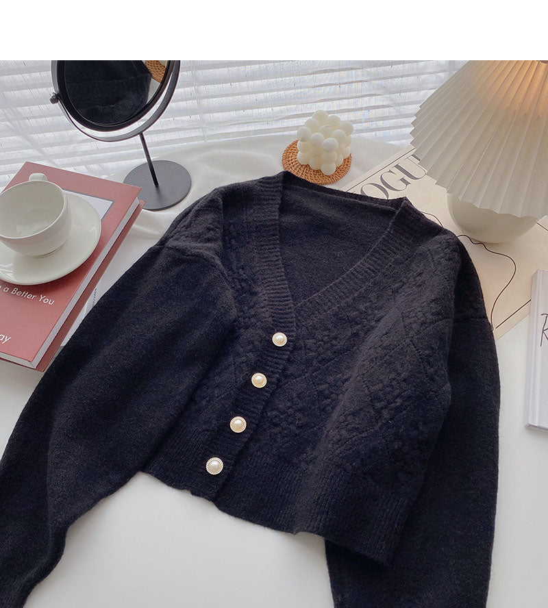 New Korean lazy V-Neck long sleeve Knitted Top  5876