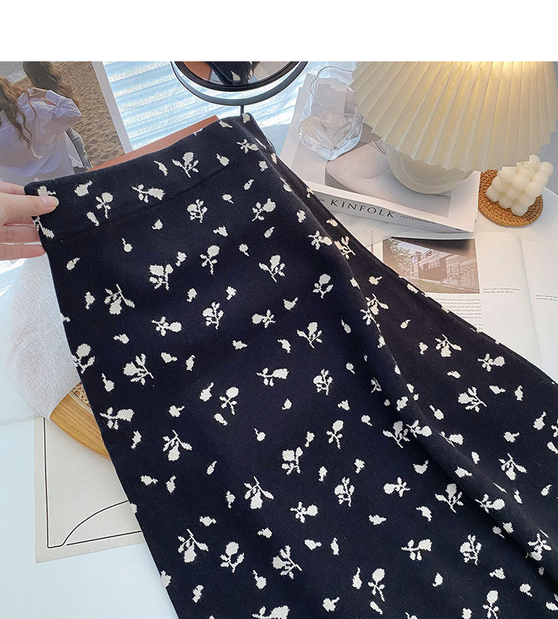 Design im koreanischen Stil, schlankes Temperament, Rock in A-Linie, hohe Taille, elastisch 5768