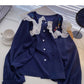 Korean girls' sense of foreign style lace doll neck top  6265