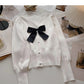 Vintage bow V-Neck Sweater slim long sleeve top  6688