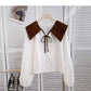 Niche design doll collar detachable long sleeve top  6354