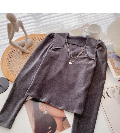 Design Kette Square Neck Shirt Pullover Top 6355