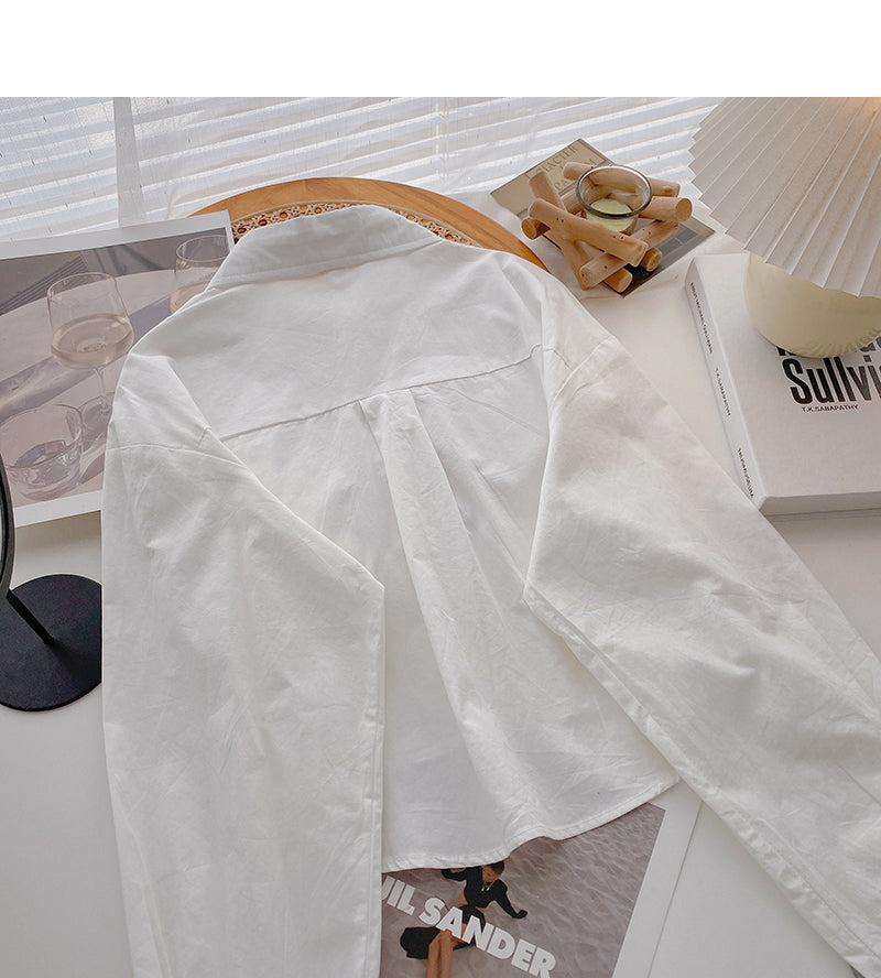 The new Korean style slim temperament loose literary top  6404