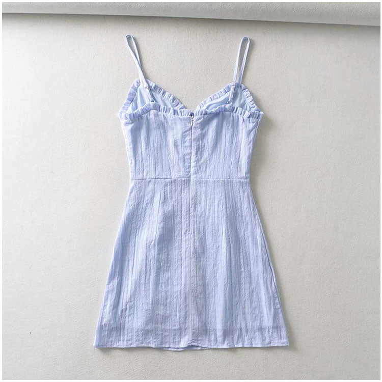 Bow suspender dress short skirt female  7080