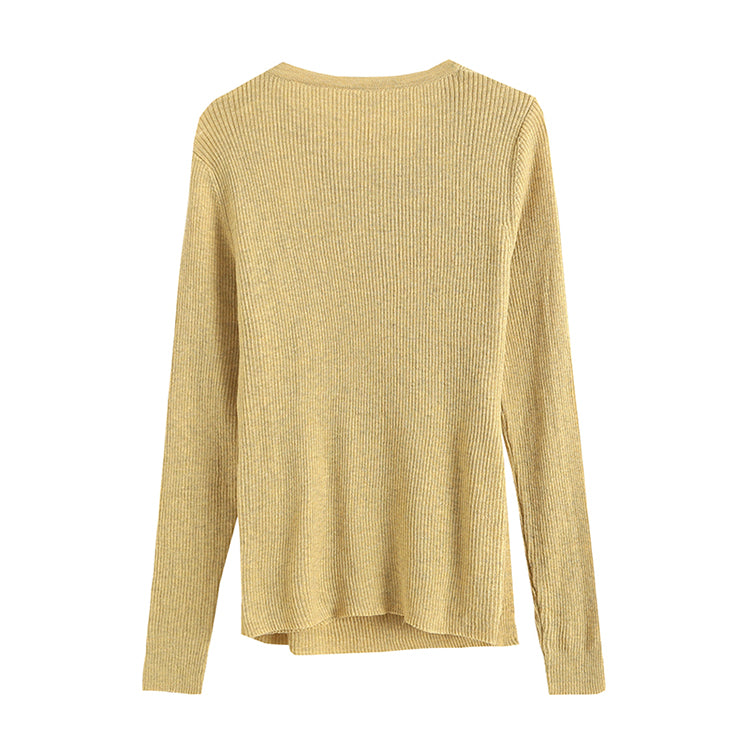 Chemise en tricot irrégulier pour femme, coupe slim, couleur pure, automne 7267