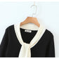 Ribbon design long sleeved sweater, foreign style and slim fit  7417