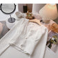 Long sleeve Vintage solid Plaid Shirt slim square neck top  6386