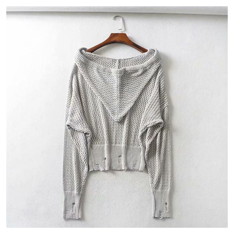 Hong Kong Style Vintage ausgehöhlter Vintage Design Kapuzenpullover 7279