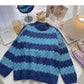 Lazy Wind Stripe Color Matching Pullover ist retro und einfach 5992