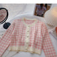 Small aging short long sleeve Knitted Top  6439