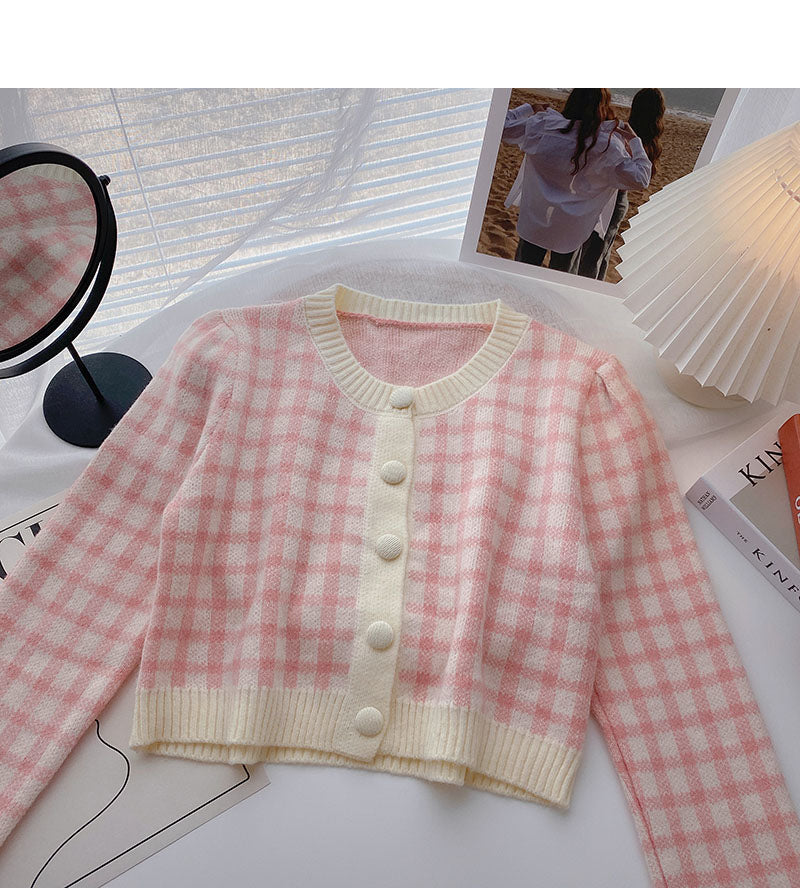 Small aging short long sleeve Knitted Top  6439