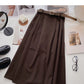 Hong Kong style fashion slim A-shaped high waist leisure skirt with belt  5758