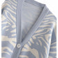Versatile animal jacquard V-Neck long sleeve loose knit cardigan coat  7247