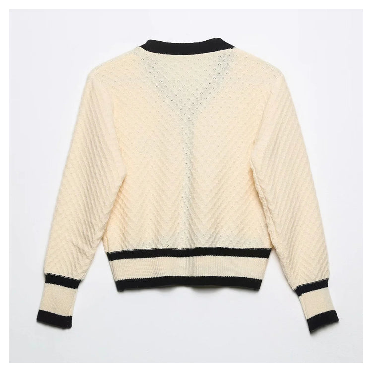 Veste cardigan tricotée à boutons, pull slim polyvalent à la mode 7274