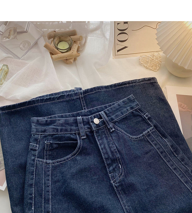 Vintage Port style split high waist denim skirt  5819