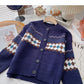 Lazy Style Retro Mode Kontrastfarbe Langarm Top mit Rundhalsausschnitt 6137