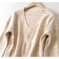 V-neck twisted flower casual loose solid color short knitted sweater 7407