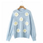 Dreidimensionaler Sonnenblumen-Pullover locker gestrickter Pullover 7299