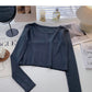 Solid color basic sweater women's long sleeve top bottomed shirt  6638