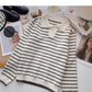 Striped knitted Pullover Sweater lazy temperament thin top  6571