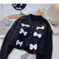 Bow Vintage small fragrance V-Neck Sweater Coat  6204