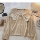 Baby collar design shirt Lace Long Sleeve Top  6336