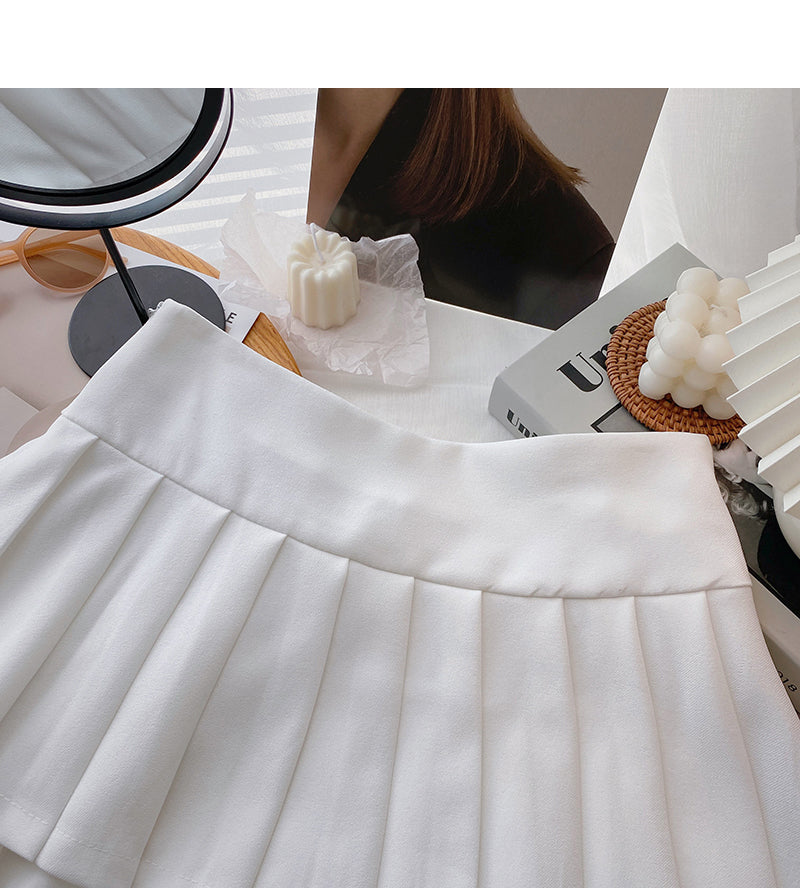 High waist A-line double pleated skirt for women  5620