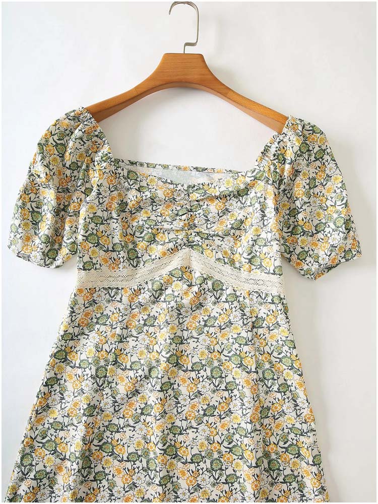 Robe longue légère à fleurs fraîches et cassées 7130