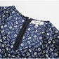 Printed sexy low cut French bubble sleeve dress  7081