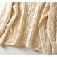 Loose cut-out woven lazy knit top  7370